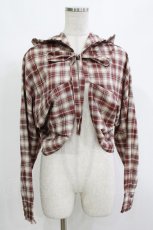 画像1: axes femme / フーディショートチェックブラウス Free レッド H-26-10-27-066-AX-TO-NS-ZH (1)