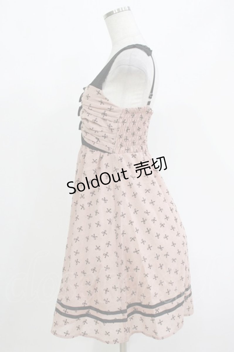 画像2: axes femme / ドットリボンワンピース M ピンクベージュ H-26-10-27-014-AX-OP-NS-ZH (2)