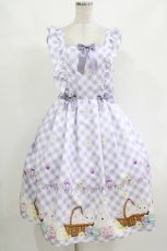 画像1: axes femme kawaii / イースター柄ジャンスカ M ラベンダー H-26-10-29-001-AX-OP-NS-ZH (1)