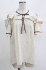 画像1: axes femme POETIQUE / ラッフルフリル襟肩あきブラウス M 生成り H-26-10-29-046-AX-BL-NS-ZH (1)