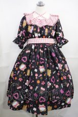 画像1: axes femme kawaii / ハッピーバカンス柄ワンピース M ブラック H-26-10-29-1006-AX-OP-NS-ZH (1)