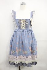 画像1: axes femme / ネコ花パネル柄ベアチュニック M ブルー H-26-10-29-1011-AX-OP-NS-ZH (1)