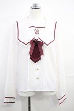 画像1: Amavel / ネクタイ付きセーラーブラウス Free 白/ワイン H-26-10-29-1015-CA-BL-NS-ZH (1)