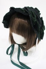 画像1: axes femme kawaii / ベルベットドールハーフボンネット  グリーン H-26-10-29-1034-AX-AC-NS-ZH (1)