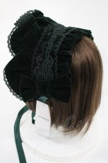 画像2: axes femme kawaii / ベルベットドールハーフボンネット  グリーン H-26-10-29-1034-AX-AC-NS-ZH (2)