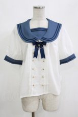 画像1: Amavel / Starry Sugar Planetariumセーラーブラウス Free 白/ブルー H-26-10-29-056-CA-BL-NS-ZH (1)