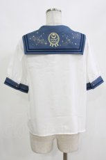画像2: Amavel / Starry Sugar Planetariumセーラーブラウス Free 白/ブルー H-26-10-29-056-CA-BL-NS-ZH (2)