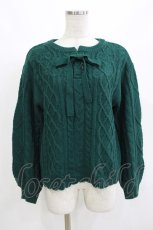 画像1: axes femme / レースアップ花刺繍ニット M グリーン H-26-10-29-077-AX-TO-NS-ZH (1)