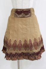 画像1: OZZ ANGELO / ハイウエスト刺繍スカート  茶 H-26-10-30-028-OO-SK-AK-ZH (1)