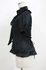 画像2: ATELIER PIERROT / パフフリルブラウス  黒 H-26-10-30-045-EL-BL-AK-ZH (2)