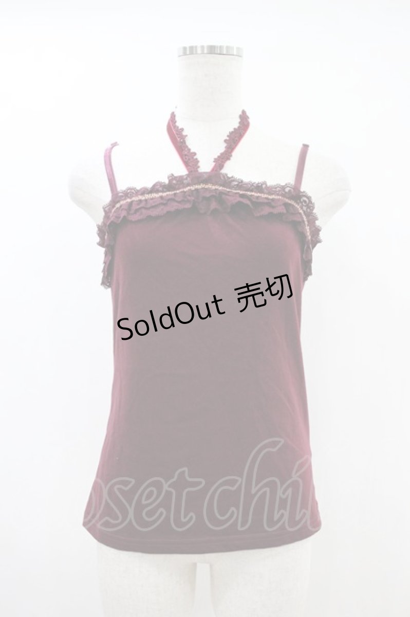 画像1: axes femme / ホルター付コサージュキャミ M ワイン H-26-10-30-1030-AX-TO-NS-ZH (1)
