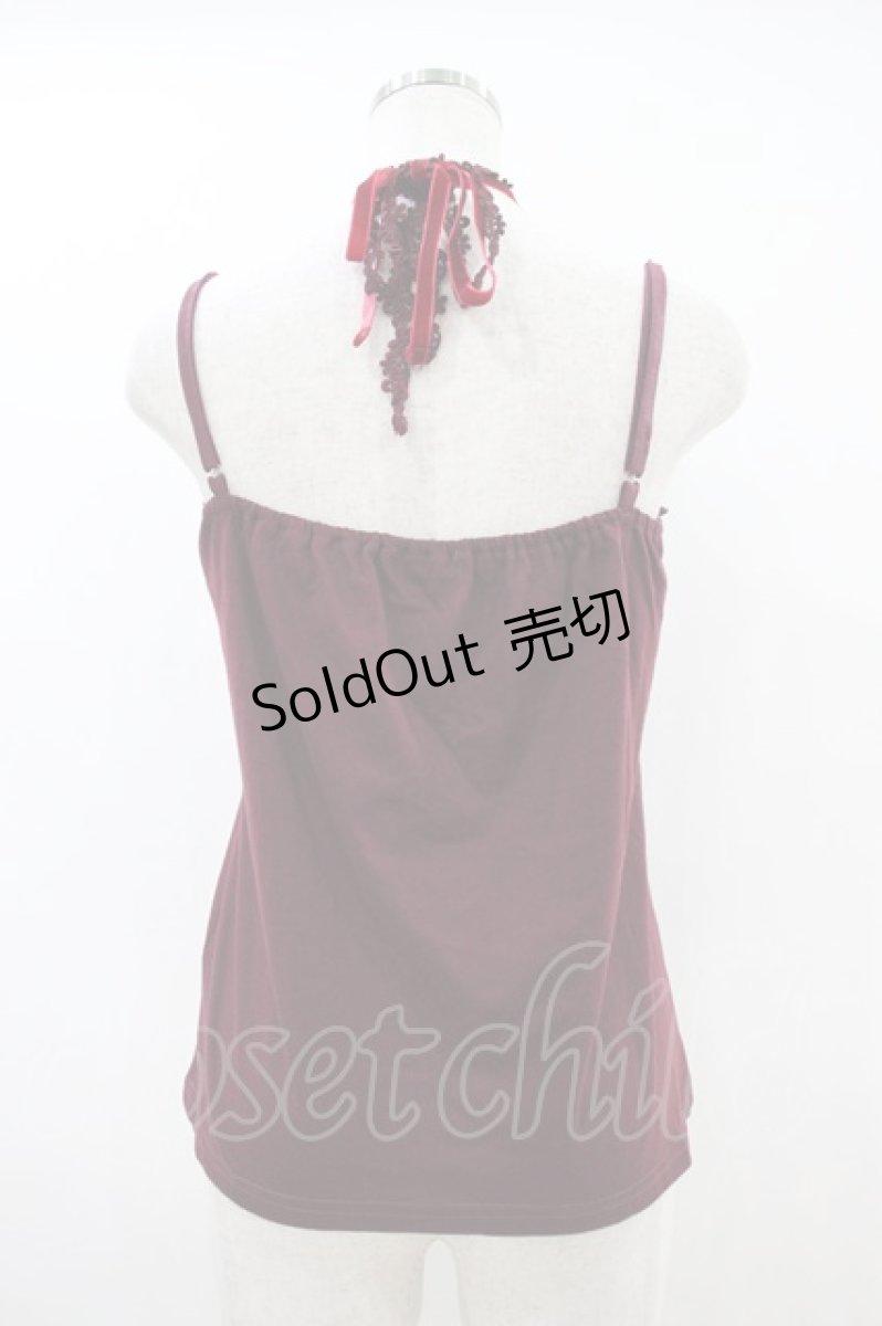 画像2: axes femme / ホルター付コサージュキャミ M ワイン H-26-10-30-1030-AX-TO-NS-ZH (2)