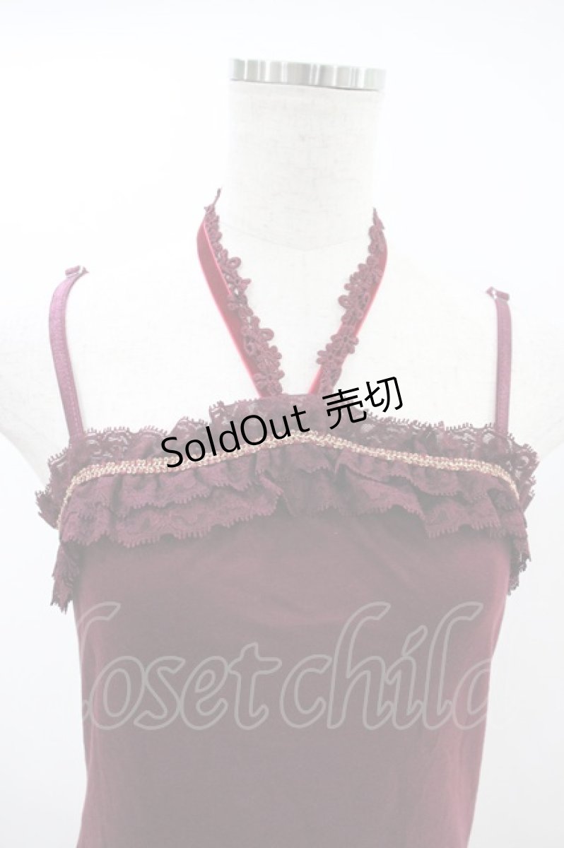 画像3: axes femme / ホルター付コサージュキャミ M ワイン H-26-10-30-1030-AX-TO-NS-ZH (3)