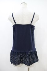 画像2: axes femme / 裾シフォンキャミソール M ネイビー H-26-10-30-1033-AX-TO-NS-ZH (2)
