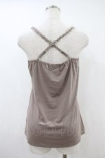 画像2: axes femme / クロスストラップレースモチーフキャミ M モカ H-26-10-30-1037-AX-TO-NS-ZH (2)