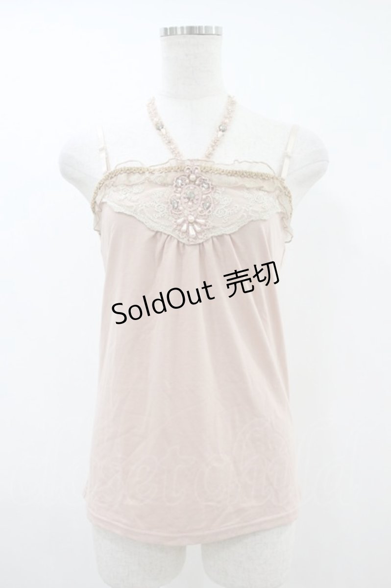 画像1: axes femme / ラメレースビジューキャミソール M ピンク H-26-10-30-1039-AX-TO-NS-ZH (1)