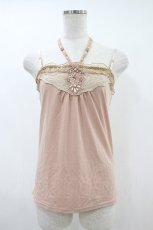 画像1: axes femme / ラメレースビジューキャミソール M ピンク H-26-10-30-1039-AX-TO-NS-ZH (1)