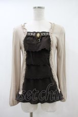 画像1: axes femme / カメオ付きフリルプルオーバー M ベージュ/ブラウン H-26-10-30-1050-AX-TO-NS-ZH (1)