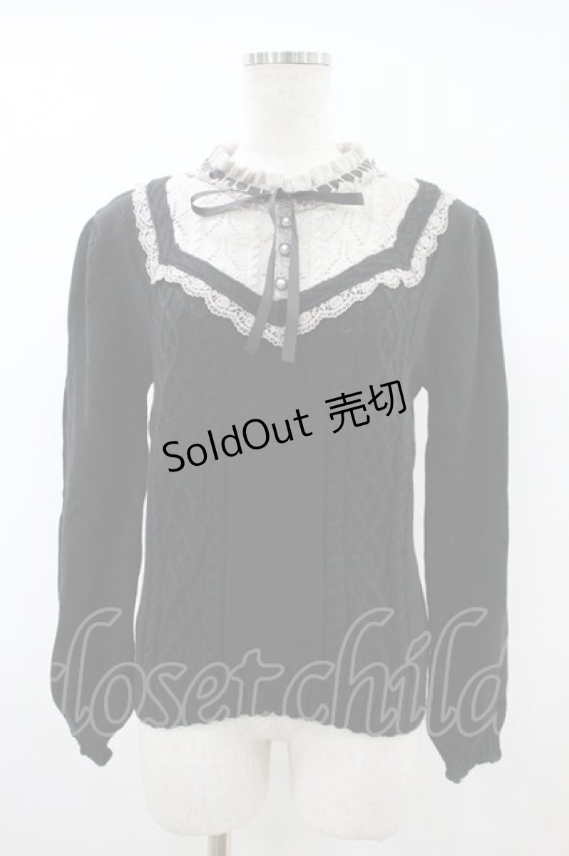 画像1: axes femme / ブロッキングニットプルオーバー M ブラック H-26-10-30-1059-AX-TO-NS-ZH (1)