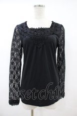 画像1: axes femme / 袖レーシーインナープルオーバー M ブラック H-26-10-30-1062-AX-TO-NS-ZH (1)