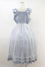 画像2: axes femme POETIQUE / トランプ刺繍エプロン風ワンピース L サックス H-26-10-30-1016-AX-OP-NS-ZH (2)