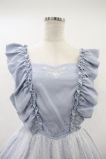 画像3: axes femme POETIQUE / トランプ刺繍エプロン風ワンピース L サックス H-26-10-30-1016-AX-OP-NS-ZH (3)