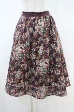 画像1: axes femme / クラシック花柄ミディ丈スカート M ワイン H-26-10-30-1021-AX-SK-NS-ZH (1)
