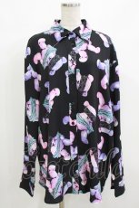 画像1: LISTEN FLAVOR / 囚われのベア総柄シャツ F 黒 H-26-10-30-048-PU-BL-AK-ZH (1)