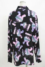 画像3: LISTEN FLAVOR / 囚われのベア総柄シャツ F 黒 H-26-10-30-048-PU-BL-AK-ZH (3)