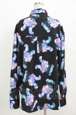 画像3: LISTEN FLAVOR / 囚われのベア総柄シャツ F 黒 H-26-10-30-049-PU-BL-AK-ZH (3)
