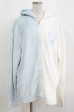 画像1: NieR Clothing / ふわもこZIPパーカー  サックス×白 H-26-10-30-053-PU-TO-AK-ZH (1)