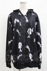 画像1: NieR Clothing / 総柄ZIPパーカー F 黒 H-26-10-30-059-PU-TO-AK-ZH (1)
