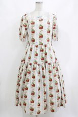画像1: Melody BasKet / Strawberry Roseスクエアネックワンピース L アイボリー H-26-10-30-015-LO-OP-AK-ZH (1)