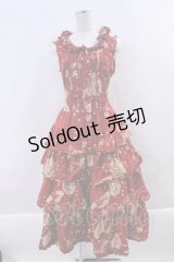 PINK HOUSE / Straw-berry Hatプリントノースリーブワンピース  赤 I-23-11-09-003-LO-OP-HD-ZI