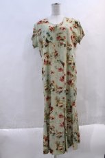 画像1: KANEKO ISAO / ローズブーケ柄シフォン半袖ワンピース  ミント I-23-11-27-061-EL-OP-HD-ZT404 (1)