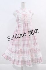 BABY,THE STARS SHINE BRIGHT / タータンチェックベビードールジャンパースカート&プリンセスドロップヘッドドレスセット  ピンク I-23-11-28-002-BA-OP-HD-ZI