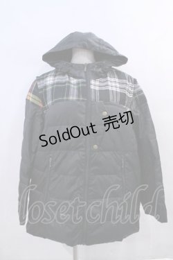 画像1: 【SALE】PINK HOUSE / タータンチェック切り替えフードブルゾン  黒チェック I-23-12-07-012-LO-JA-HD-ZT-C038