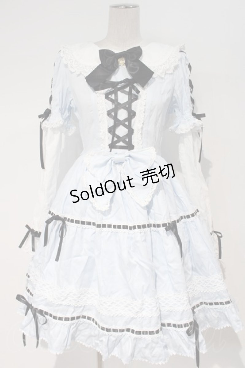 画像1: BABY,THE STARS SHINE BRIGHT / Dreaming Aliceワンピース  サックスＸ白 I-23-12-13-026-BA-OP-HD-ZI (1)