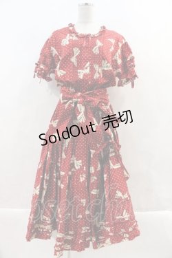 画像9: WONDERFUL WORLD / ロゴリボンドット半袖ボリュームワンピースセット  赤Ｘ白 I-23-12-20-074-LO-OP-HD-ZI