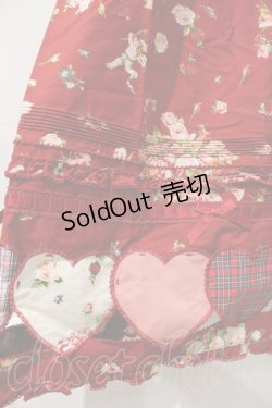 画像3: PINK HOUSE / アンジェリークローズ柄パッチワークスカート  赤 I-23-12-27-040-LO-SK-HD-ZI