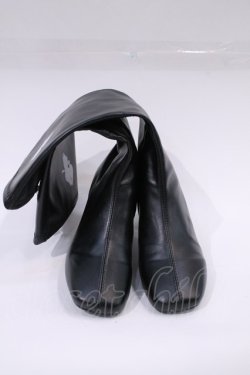 画像1: NieR Clothing / スクエアトゥロングブーツ 24CM 黒 I-24-01-08-147-PU-SH-HD-ZT-K014