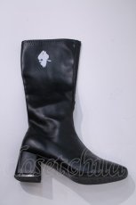 画像3: 【SALE】NieR CLOTHING / スクエアトゥロングブーツ 24CM 黒 I-24-01-08-147-PU-SH-HD-ZTK014 (3)