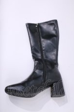 画像4: 【SALE】NieR CLOTHING / スクエアトゥロングブーツ 24CM 黒 I-24-01-08-147-PU-SH-HD-ZTK014 (4)