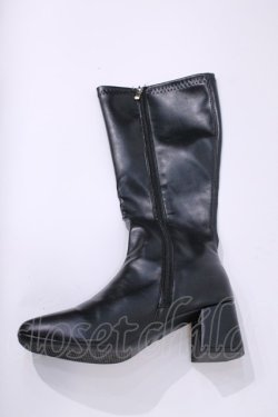 画像4: NieR Clothing / スクエアトゥロングブーツ 24CM 黒 I-24-01-08-147-PU-SH-HD-ZT-K014