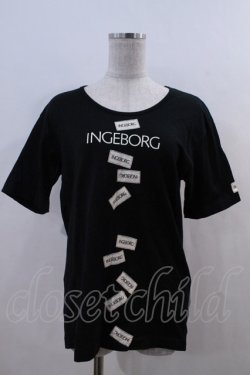 画像1: INGEBORG / ワッペン&ロゴプリントTシャツ  ブラック I-24-02-07-070-LO-TS-HD-ZI