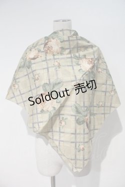 画像2: KANEKO ISAO / チェック&ローズ柄大判スカーフ  カラシ I-24-02-07-152-EL-ZA-HD-ZI