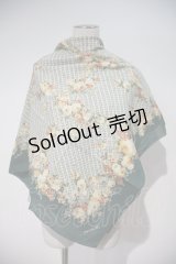 INGEBORG / フラワー&チェック柄大判スカーフ  グリーン I-24-02-07-155-LO-ZA-HD-ZI