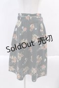 【SALE】axes femme / 花柄プリントベロアスカート  グリーン I-24-02-21-023-AX-SK-HD-ZT309