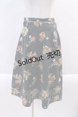 画像1: 【SALE】axes femme / 花柄プリントベロアスカート  グリーン I-24-02-21-023-AX-SK-HD-ZT309