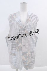 Karl Helmut / パッチワークベスト  ブルー I-24-03-01-018-EL-TO-HD-ZT418